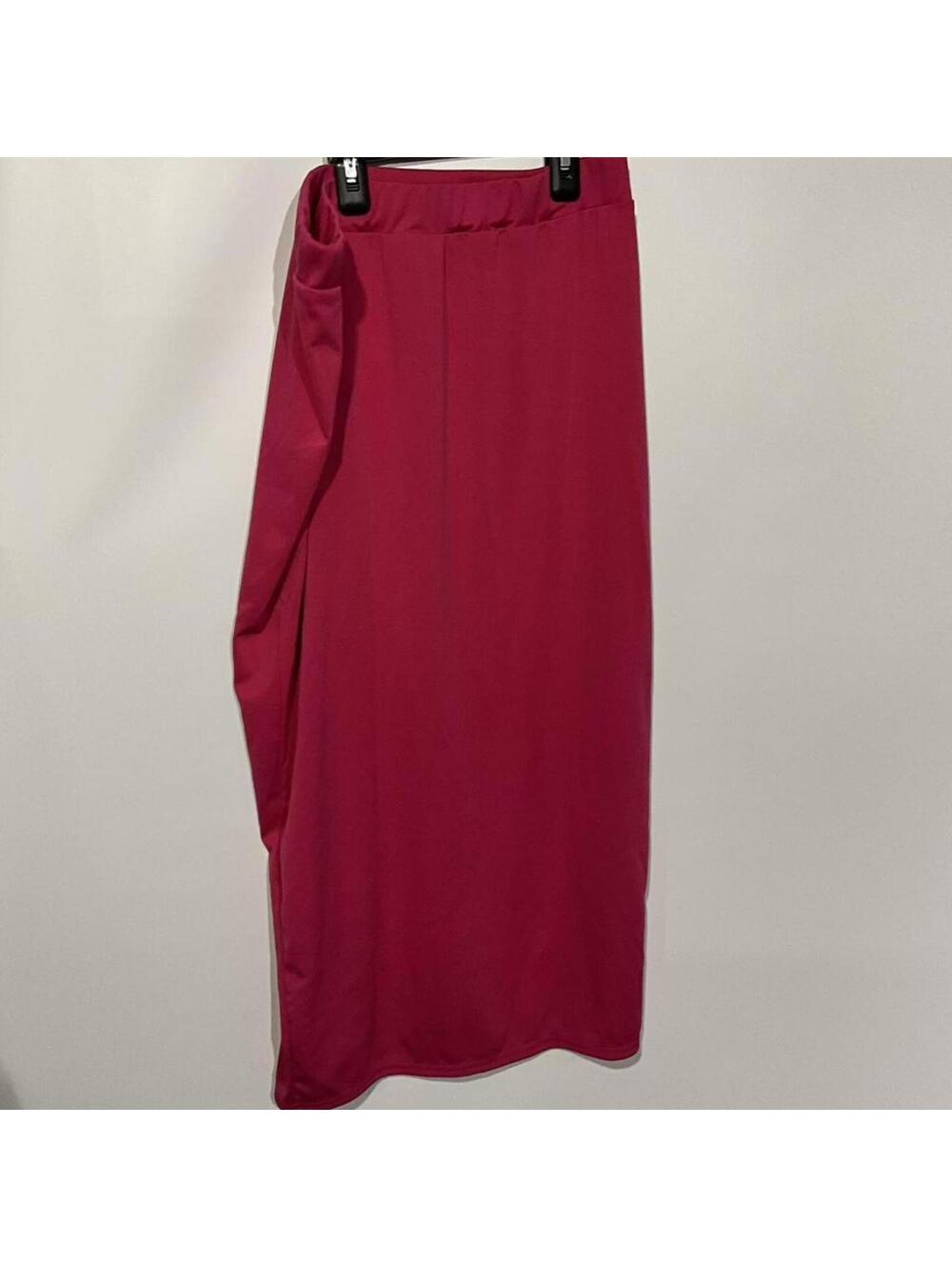 Pink Midi Skirt with Side Draping Detail